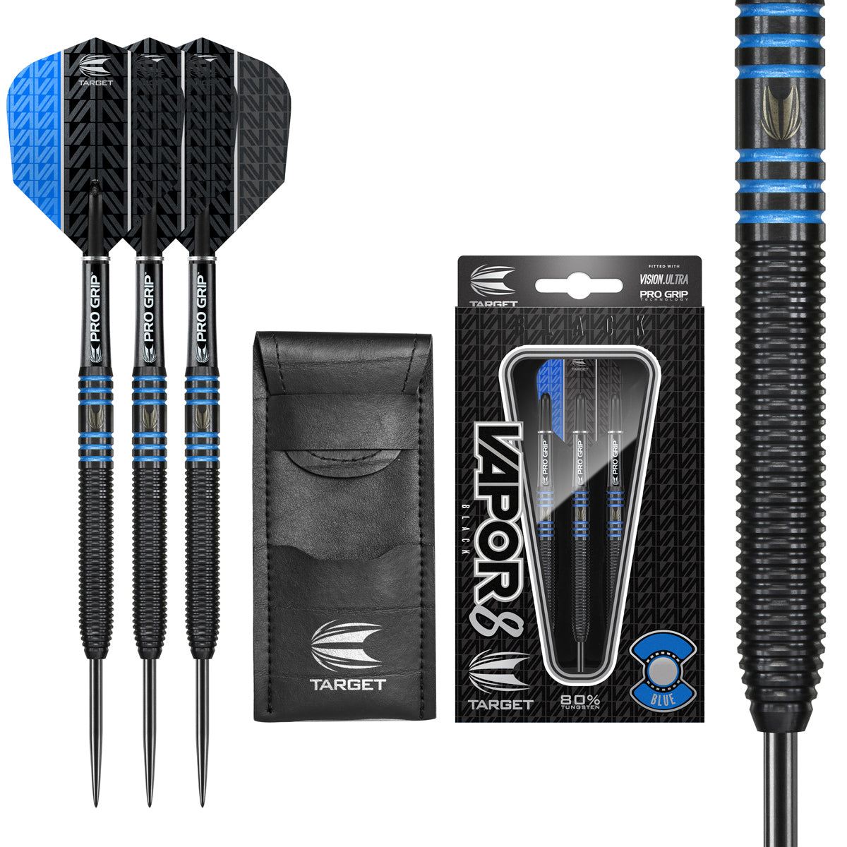 Vapor 8 Black with Blue Rings Steel Tip Darts by Target - Vapor8