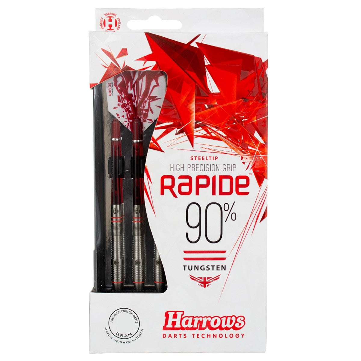 Harrows Rapide 90% Tungsten Steel Tip Darts - Style B - Ringed