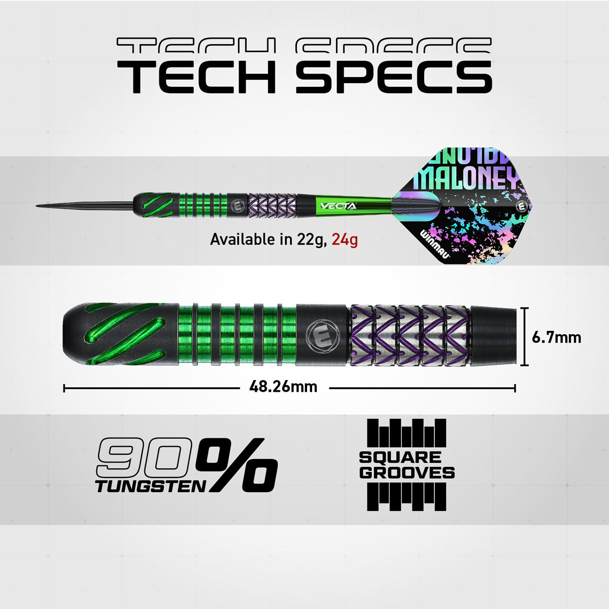 Winmau Mike Maloney 90% Tungsten Steel Tip Darts