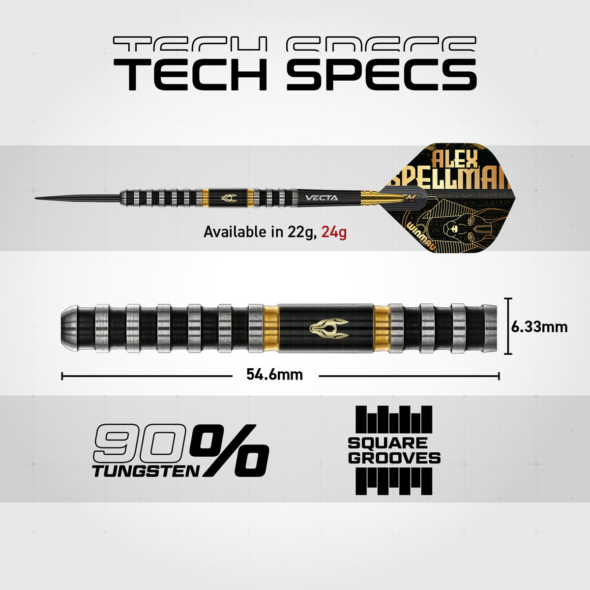 Winmau Alex Spellman 90% Tungsten Steel Tip Darts
