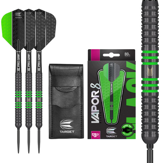 Vapor 8 Swiss Point Black with Green Rings Steel Tip Darts by Target - Vapor8