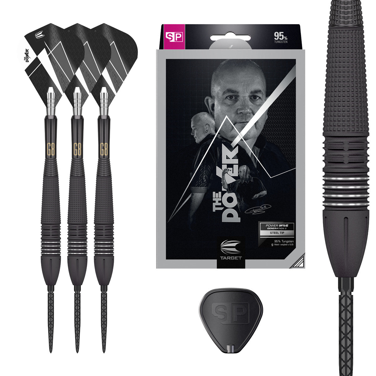 Phil Taylor Power 9FIVE G8 95% Tungsten Swiss Point Steel Tip Darts by Target