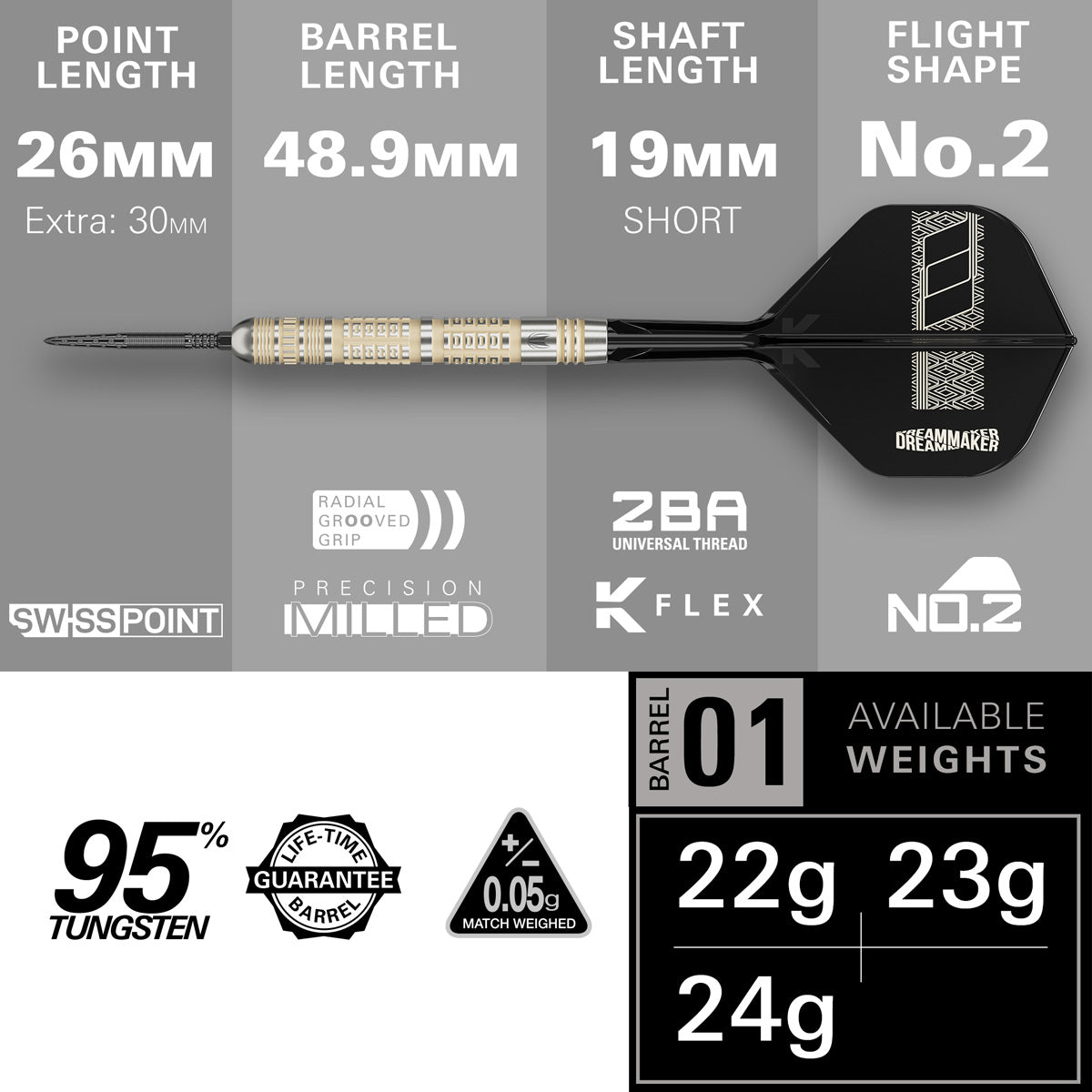 Target Dimitri Van den Bergh 95K 95% Tungsten SP Steel Tip Darts