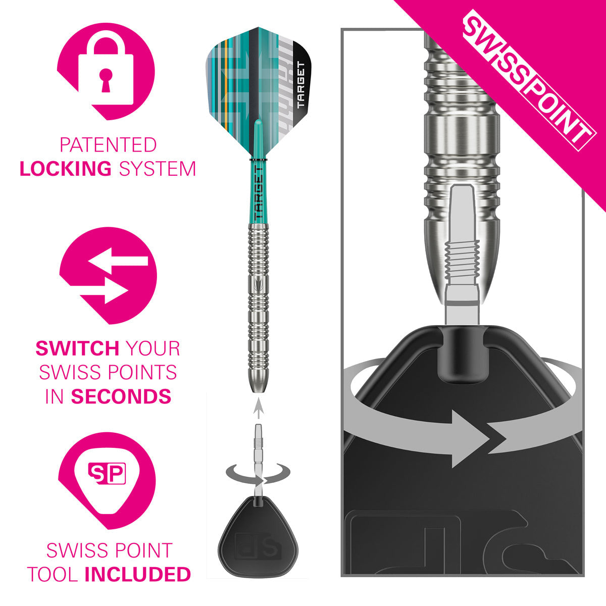 Target Hydro 02 90% Tungsten SP Steel Tip Darts