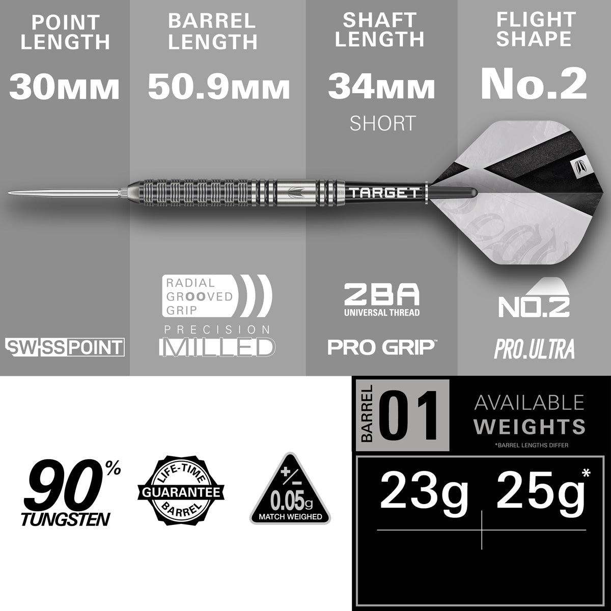 Target Beau Greaves G1 90% Tungsten SP Steel Tip Darts