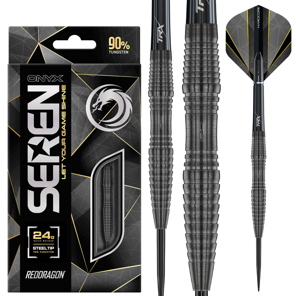 Seren 3 Onyx 90% Tungsten Steel Tip Darts by Red Dragon