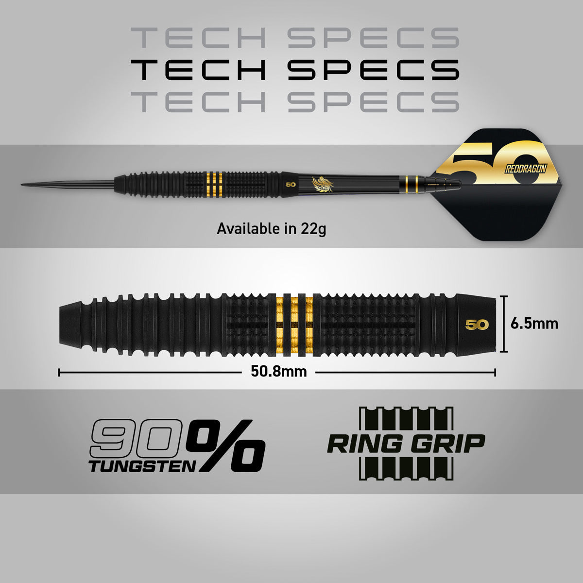 Red Dragon Jonny Clayton 50 Years Limited Edition 90% Tungsten Steel Tip Darts