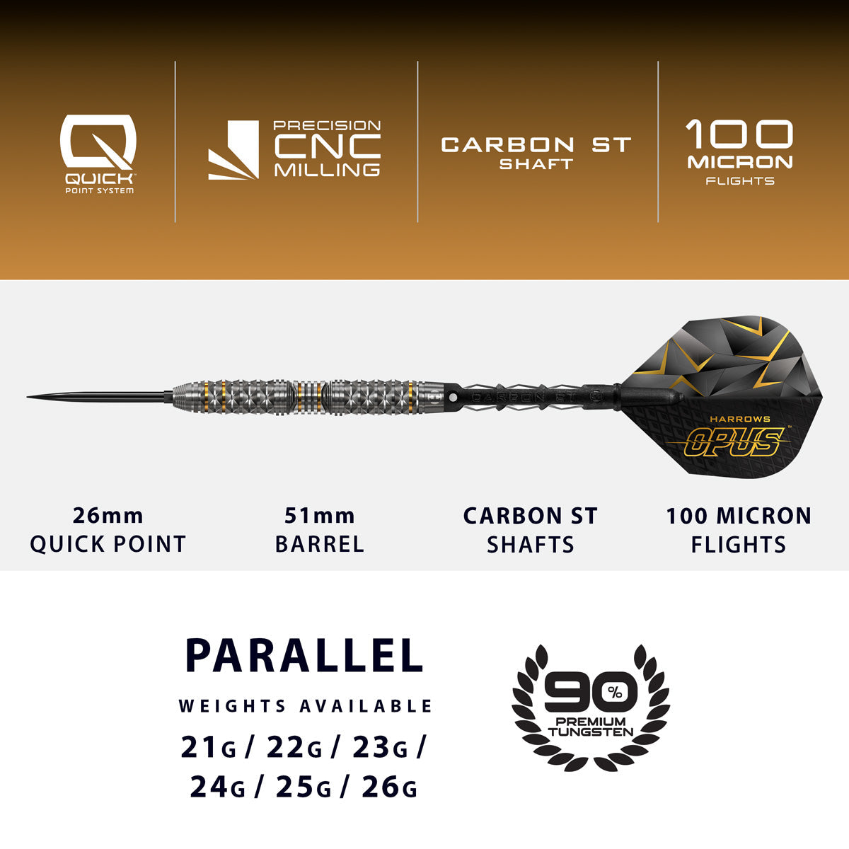 Harrows Opus 90% Tungsten QP Steel Tip Darts