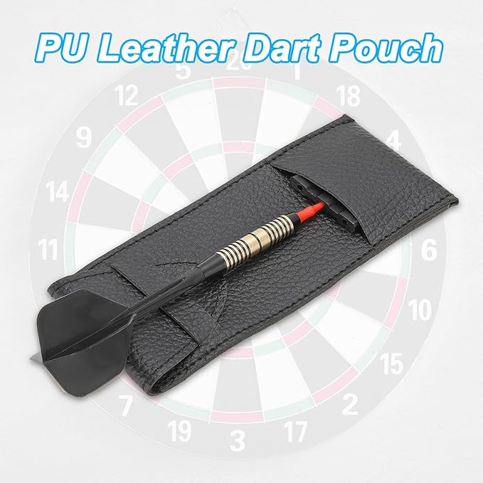 Dart Case, PU Leather Dart Wallet Bag with Stand Holds 3 Steel Tip or Soft Tip Darts