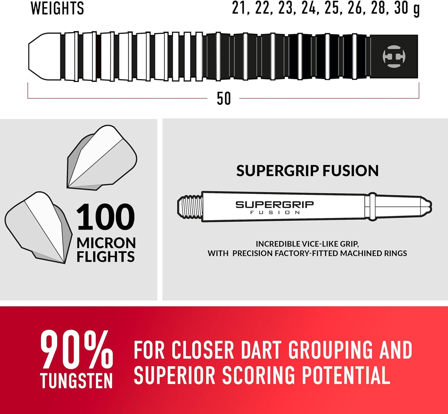Harrows Darts Predator 90% Tungsten Dart Set with Steel Tip