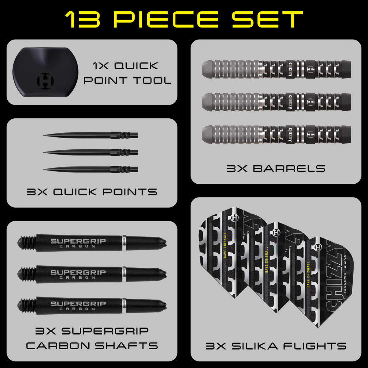 Harrows Dave Chisnall Chizzy Series 4 90% Tungsten QP Steel Tip Darts
