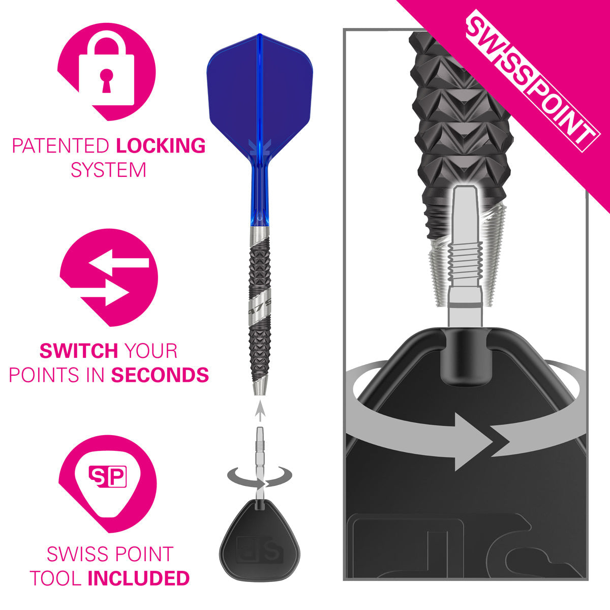 975 Ultra Marine 03 97.5% Tungsten Swiss Point Steel Tip Darts by Target