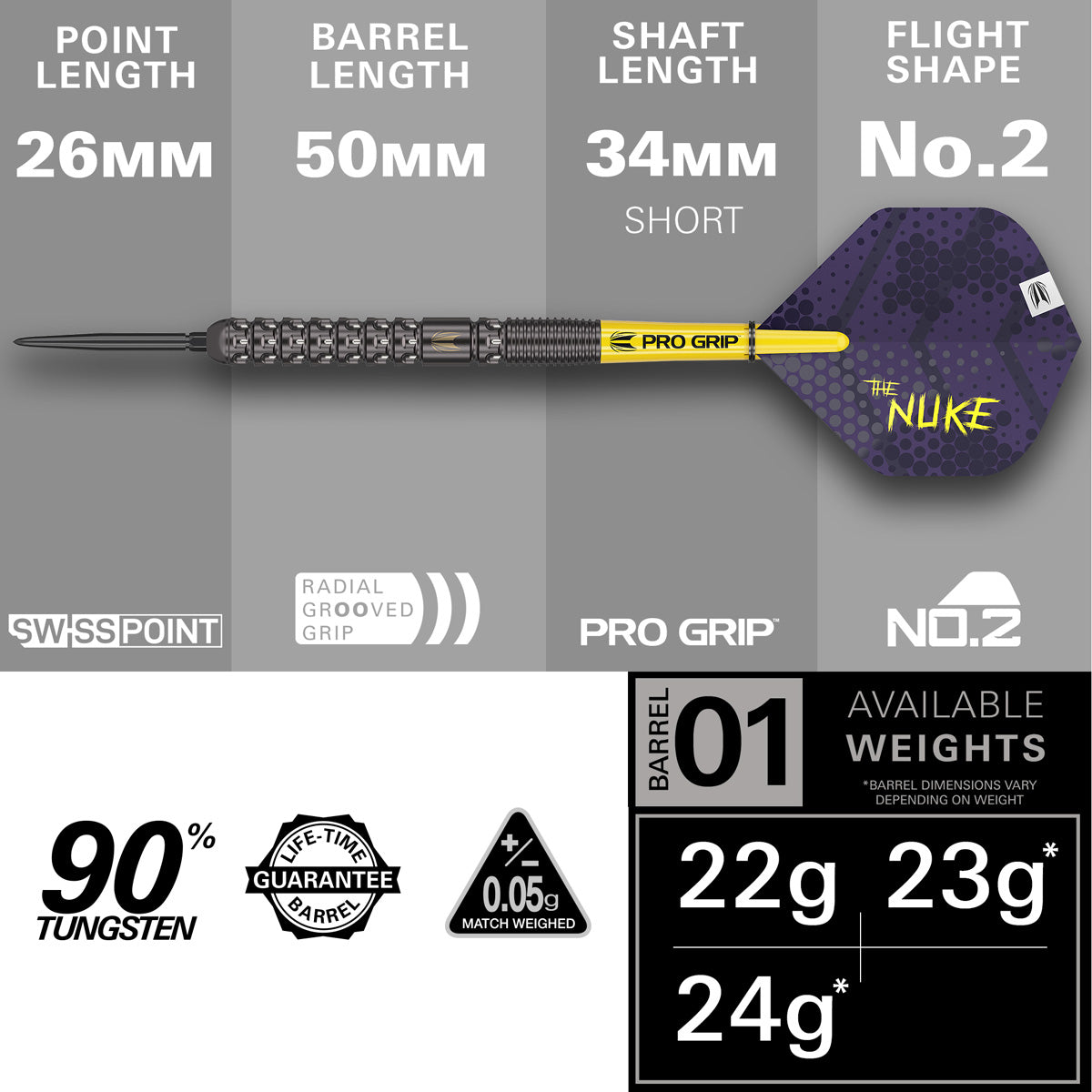 Luke Littler 90% Tungsten Swiss Point Steel Tip Darts by Target