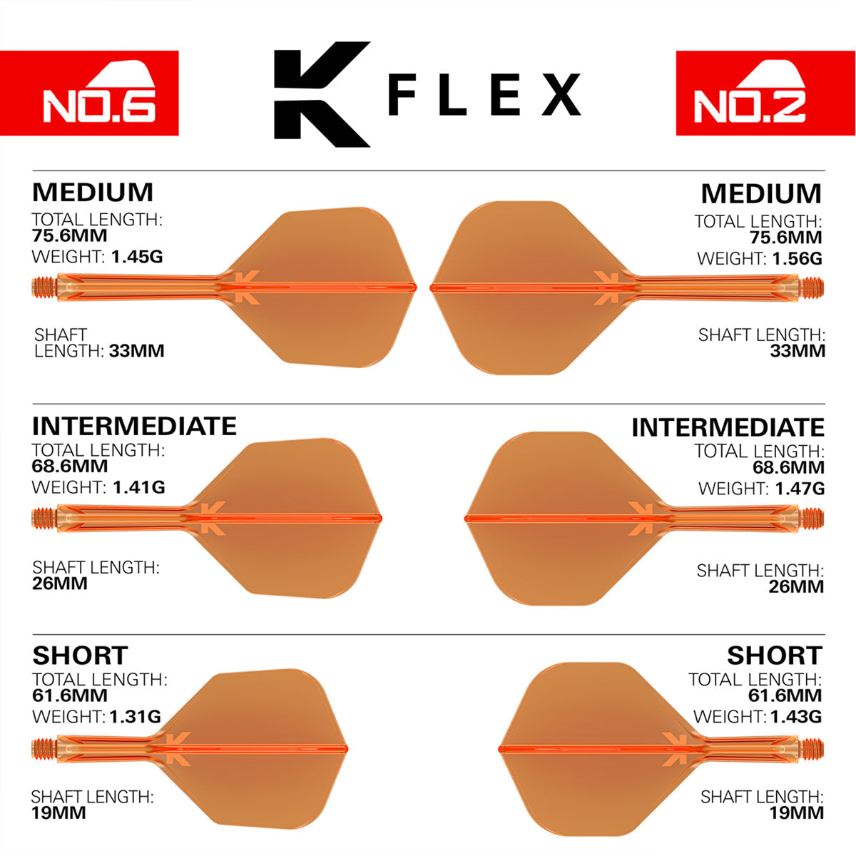 K-Flex Neon Orange No6 One Piece Dart Flights by Target