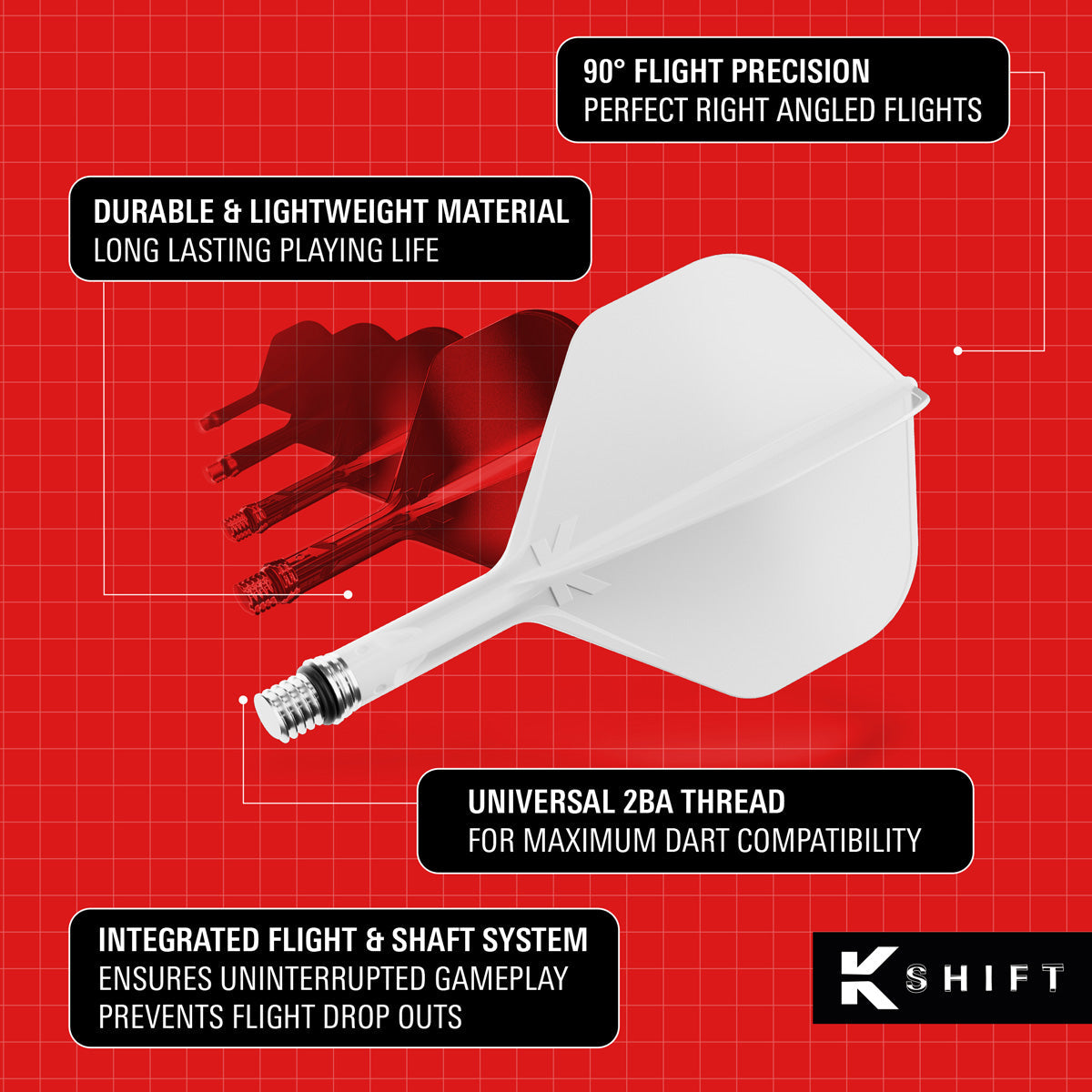 Target K-Shift White No2 Spinning Integrated Flights & Shafts