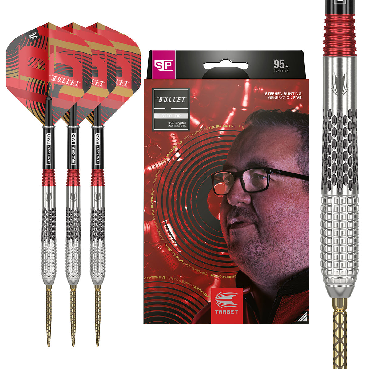Stephen Bunting Gen 5 95% Tungsten SP Steel Tip Darts by Target