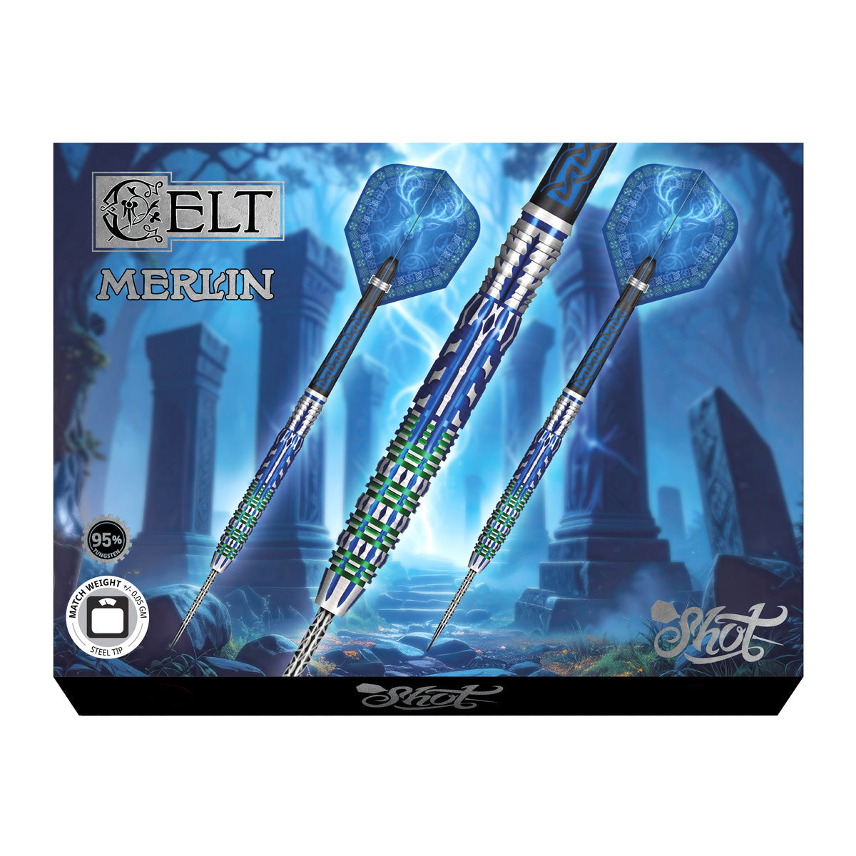 Shot Celt Merlin 95% Tungtsen Steel Tip Darts