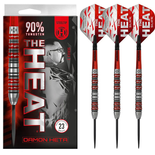 Harrows Damon Heta The Heat Series 3 Steel Tip Darts, 90% Tungsten