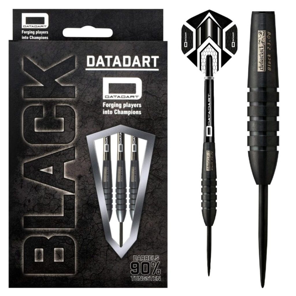 Datadart Black Torpedo 23 Gram Steel Tip Darts, 90% Tungsten