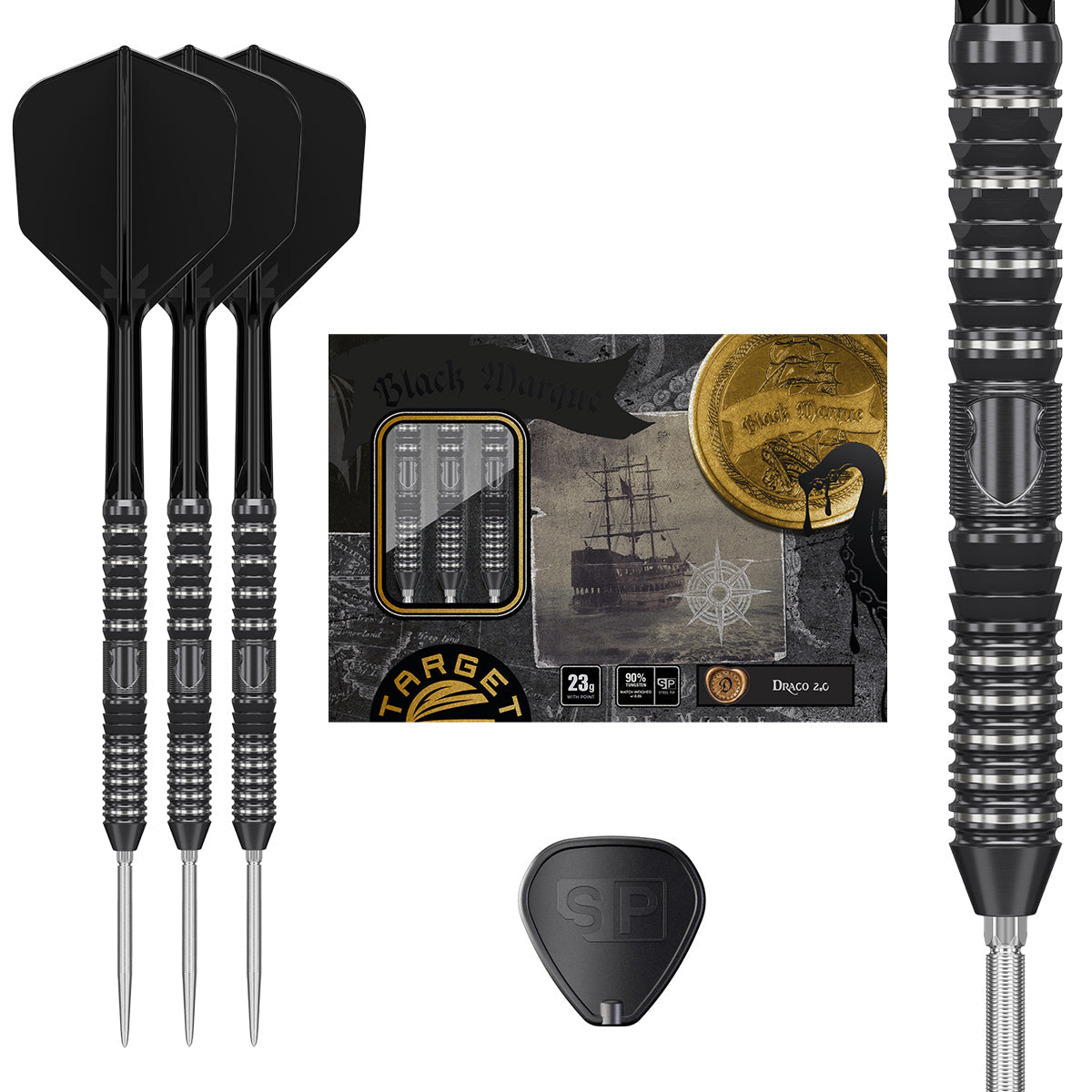 Black Marque Draco G2 90% Tungsten SP Steel Tip Darts by Target Japan