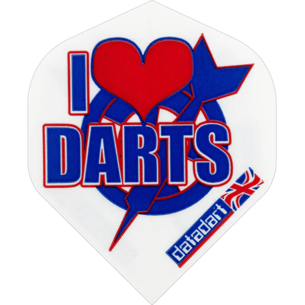 Datadart Metronic Dart Flights, I Love Darts, No 2 Shape, 75 Micron