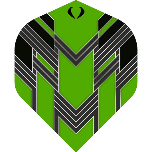 Black Fin Dart Flights, Green No 2 Shape, 100 Micron