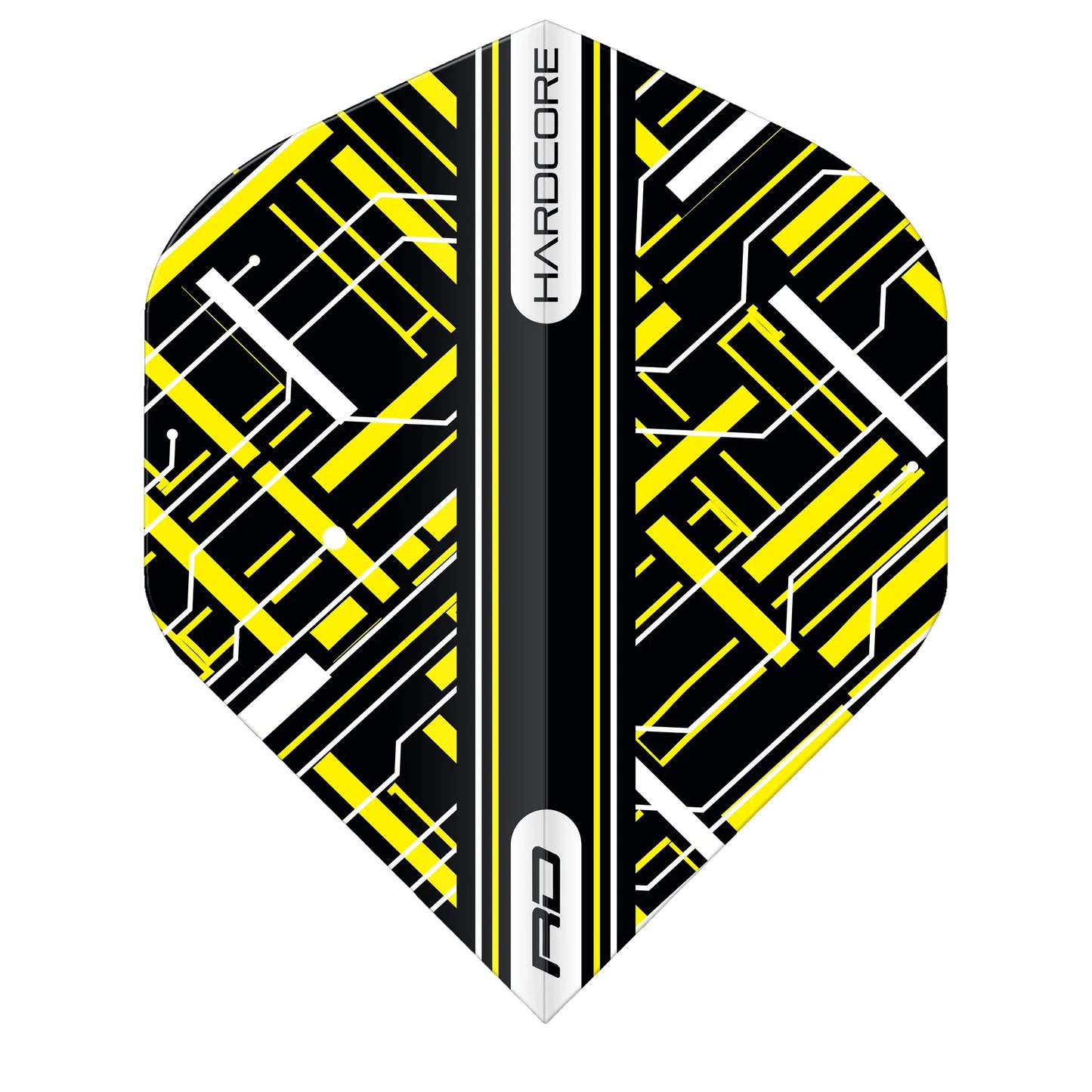 Red Dragon Hardcore Radical Dart Flights, Black & Yellow, No 2 Shape, 100 Micron