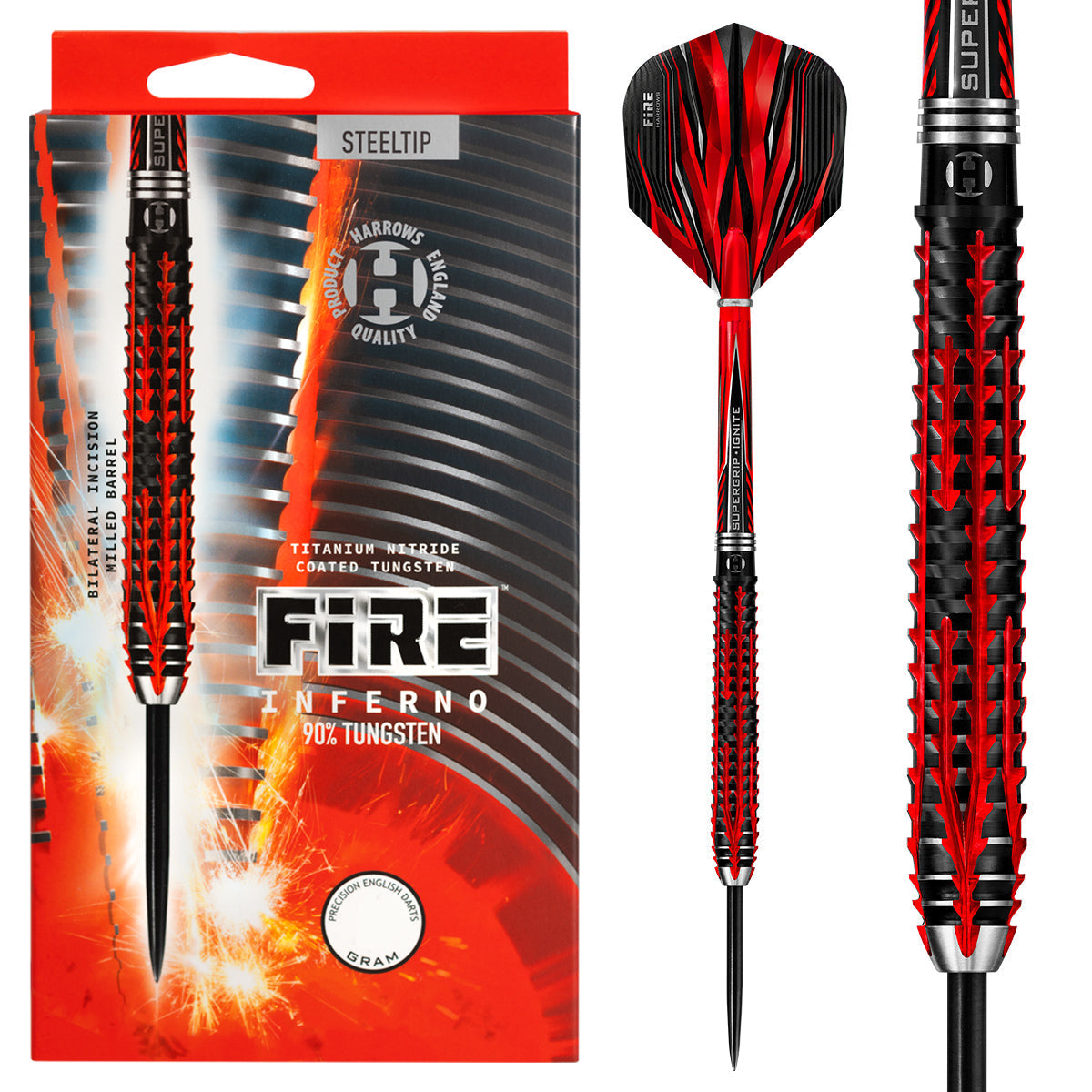 Harrows Fire Inferno 90% Tungsten Steel Tip Darts