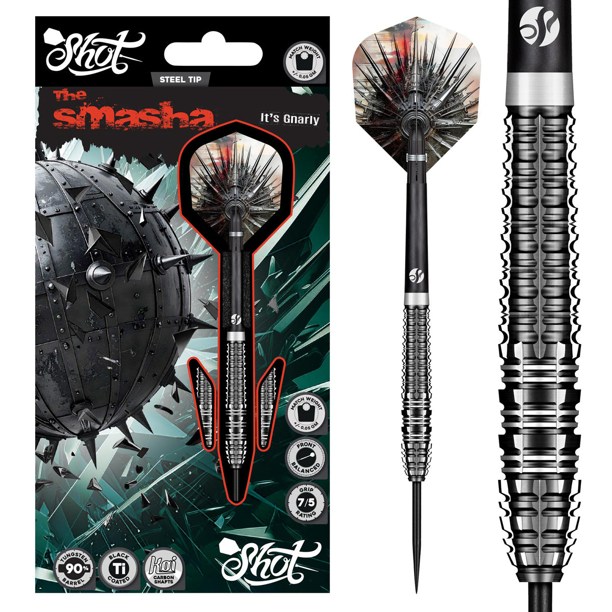 Shot Gnarly Smasha 90% Tungsten Steel Tip Darts