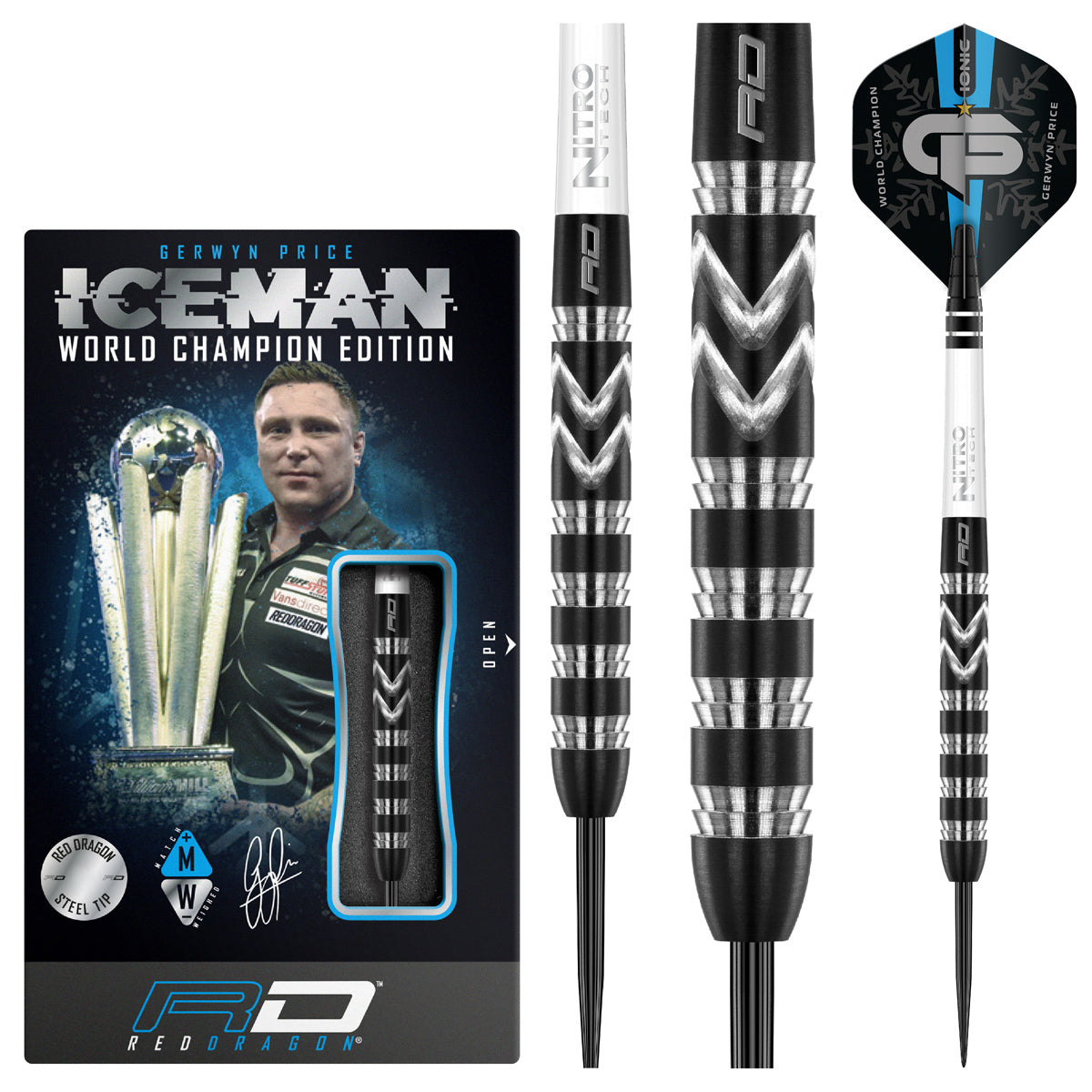 Iceman World Championship Special Edition 90% Tungsten Steel Tip Darts by Red Dragon