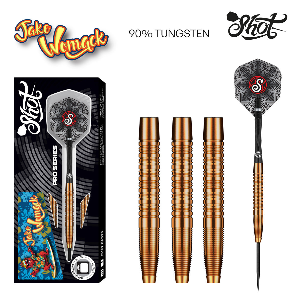Shot Pro Series Jake Womack 90% Tungsten Steel Tip Darts