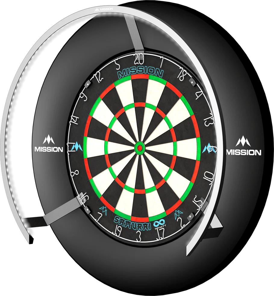 Mission Torus 270 Dartboard Lighting, Bright Light, Silver Ring