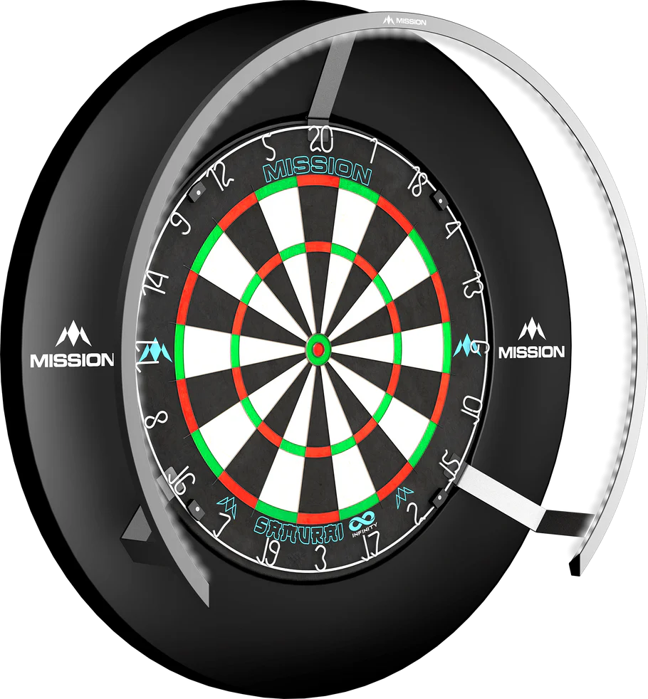 Mission Torus 270 Dartboard Lighting, Bright Light, Silver Ring