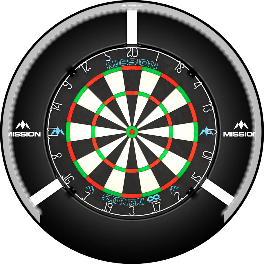 Mission Torus 270 Dartboard Lighting, Bright Light, Silver Ring