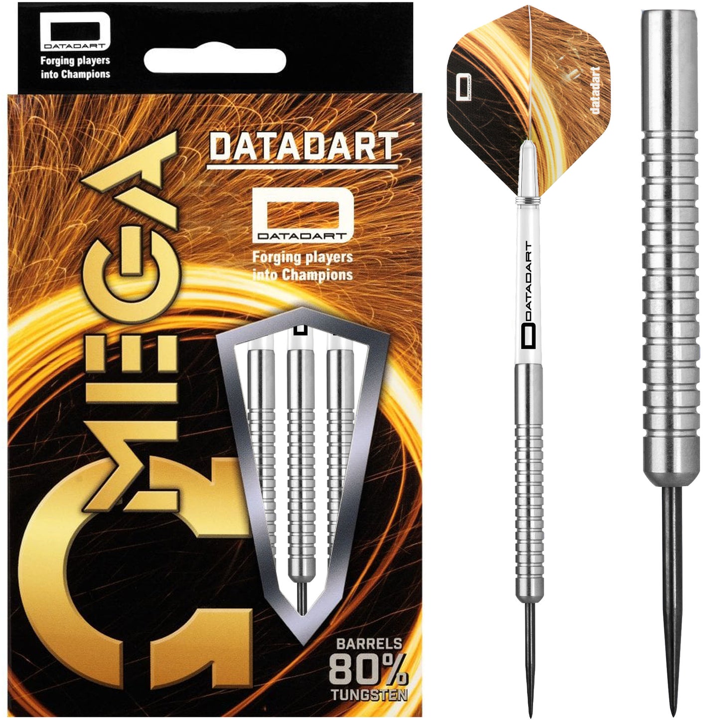 Datadart Omega 22 Gram Steel Tip Darts, 80% Tungsten