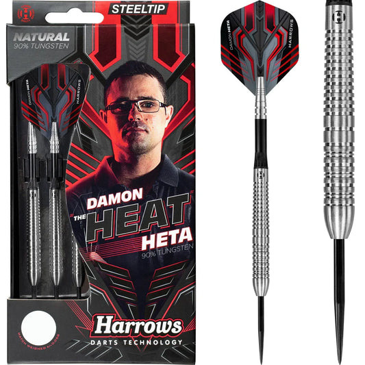 Harrows Damon Heta The Heat Natural Steel Tip Darts, 90% Tungsten