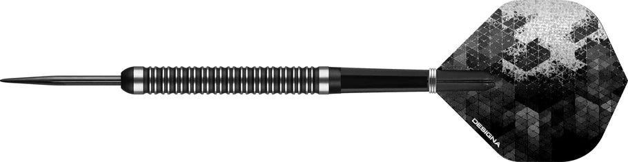 Designa Dark Thunder V2 28 Gram Steel Tip Darts, Black, 90% Tungsten