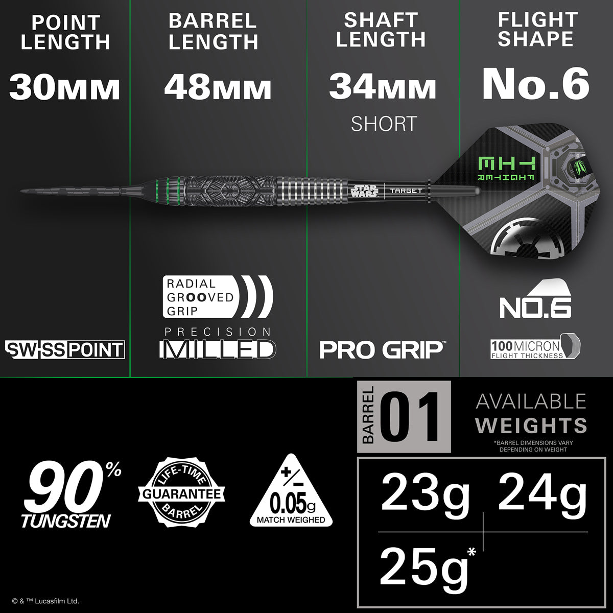 STAR WARS™ | TARGET Tie Fighter 90% Tungsten Steel Tip Darts