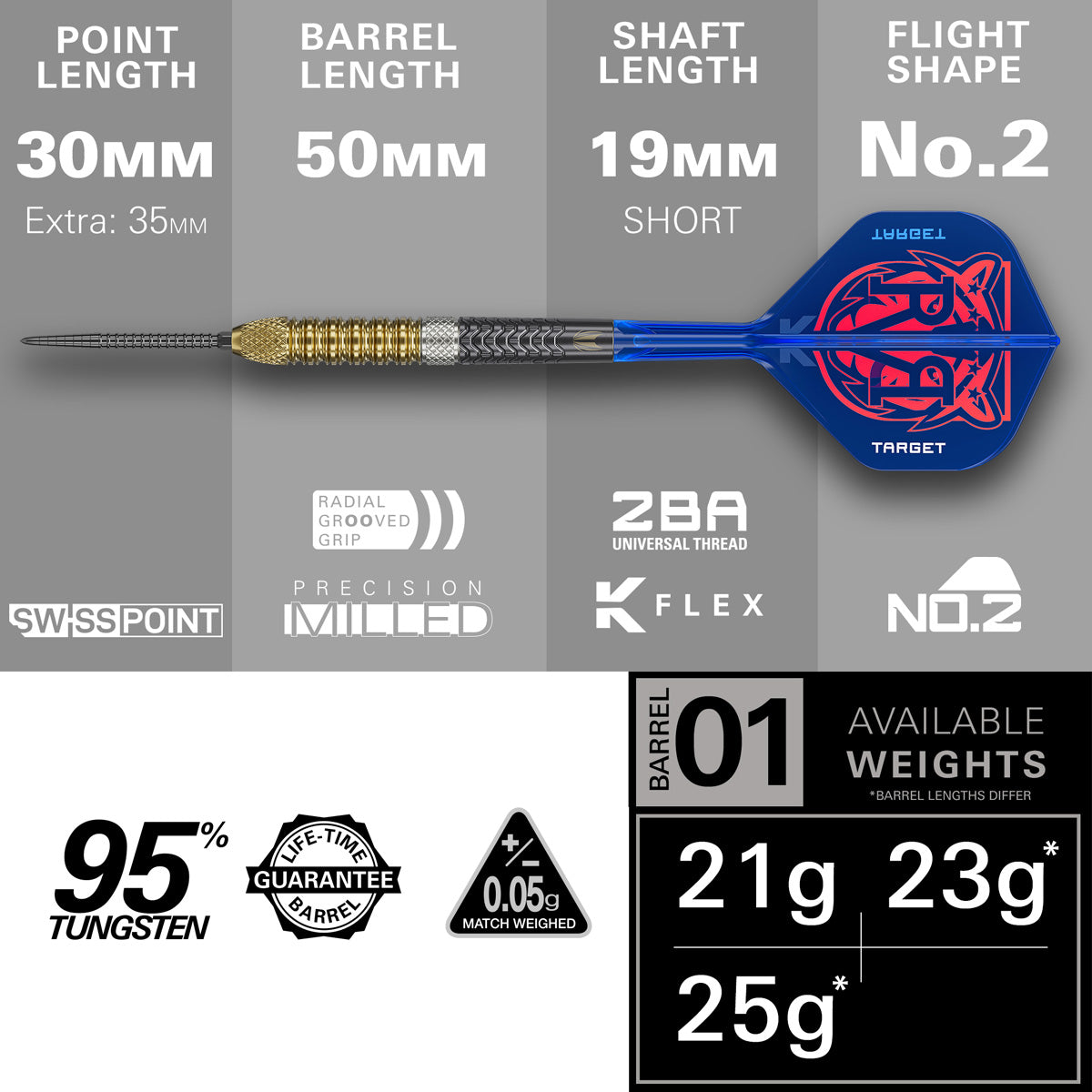 Target Raymond van Barneveld G6 95% Tungsten SP Steel Tip Darts