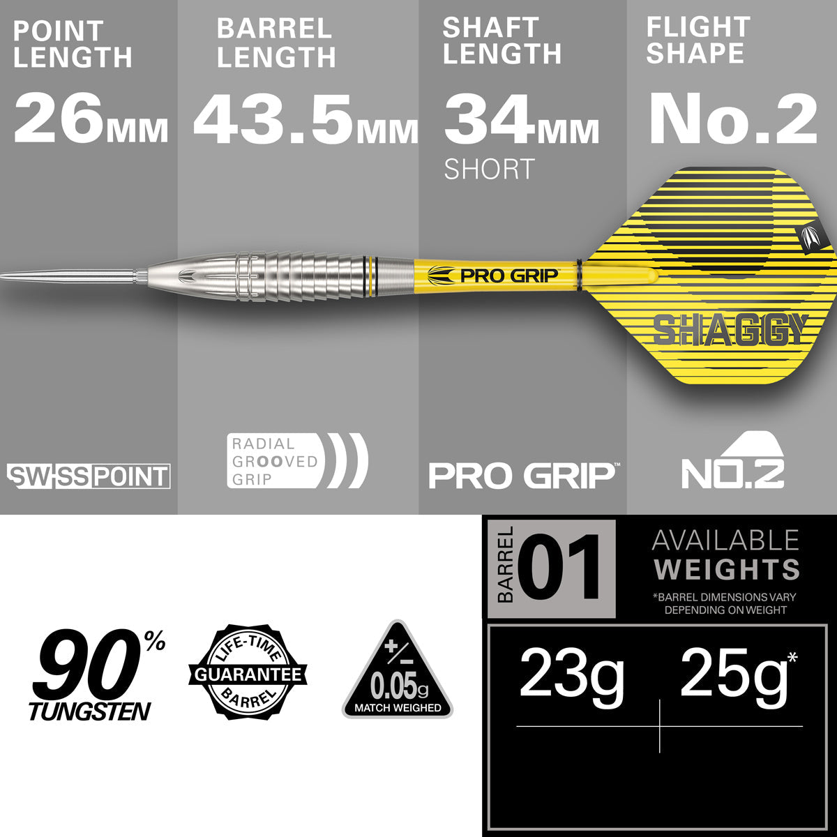 Scott Williams G1 90% Tungsten Swiss Steel Tip Darts by Target