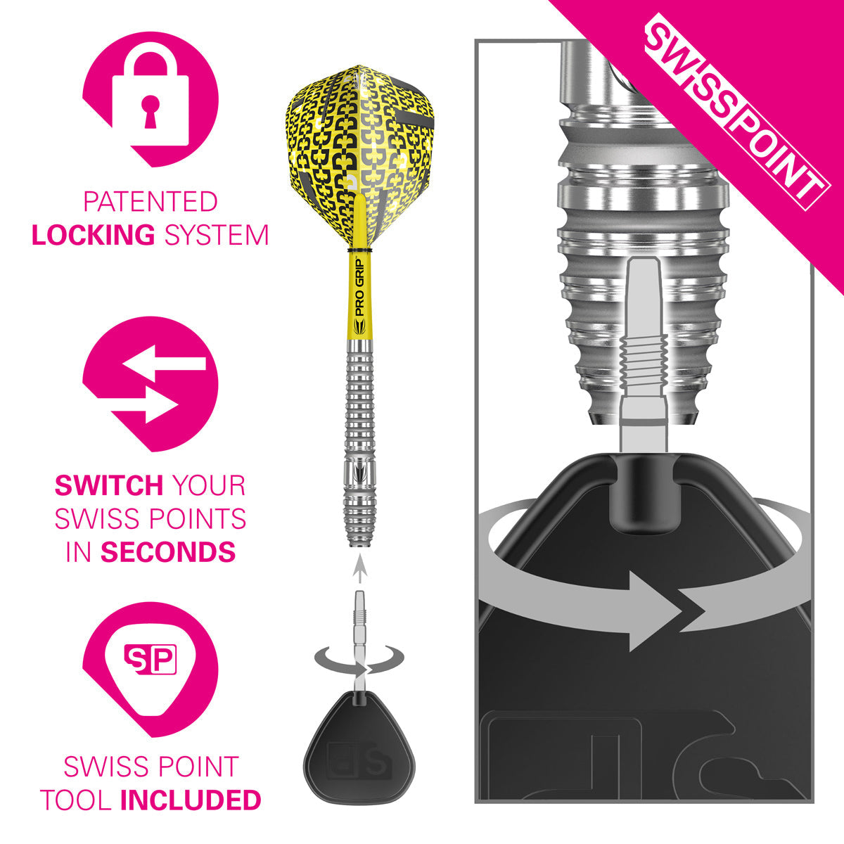 Bolide 03 Swiss Point 90% Tungsten Steel Tip Darts by Target