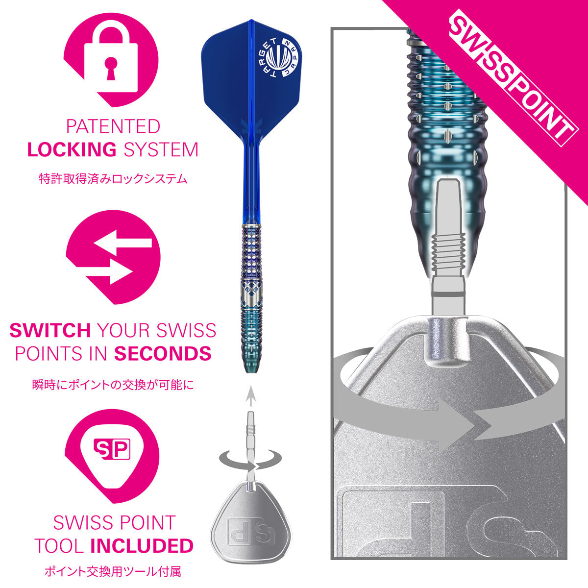 Target Japan Charis G5 90% Tungsten SP Steel Tip Darts