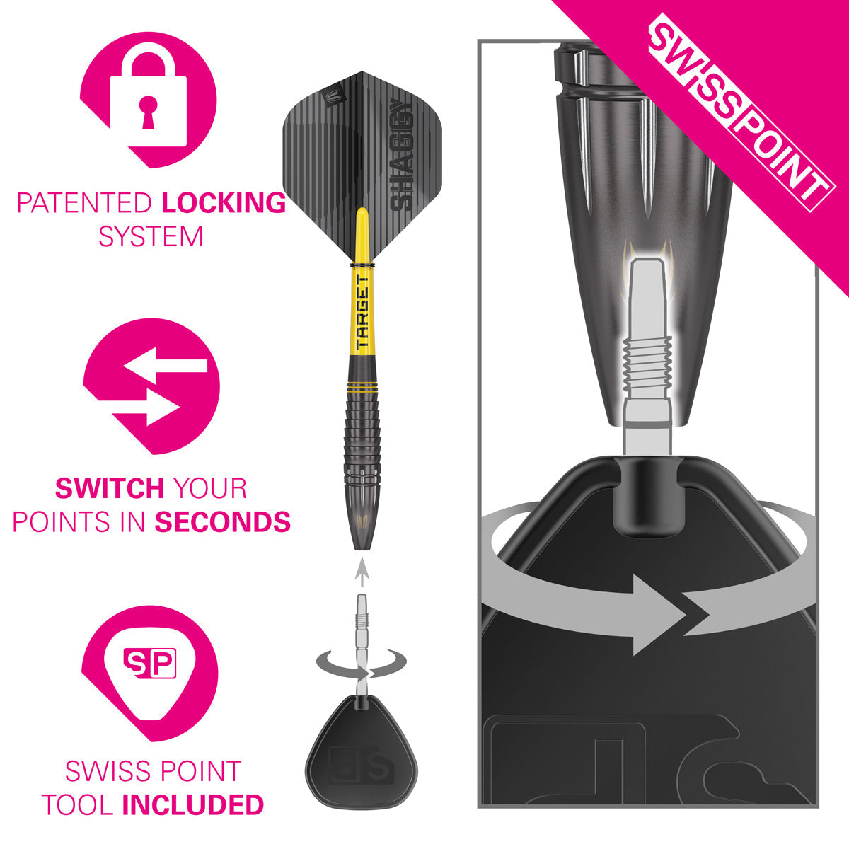 Scott Williams Black 90% Tungsten SP Steel Tip Darts by Target