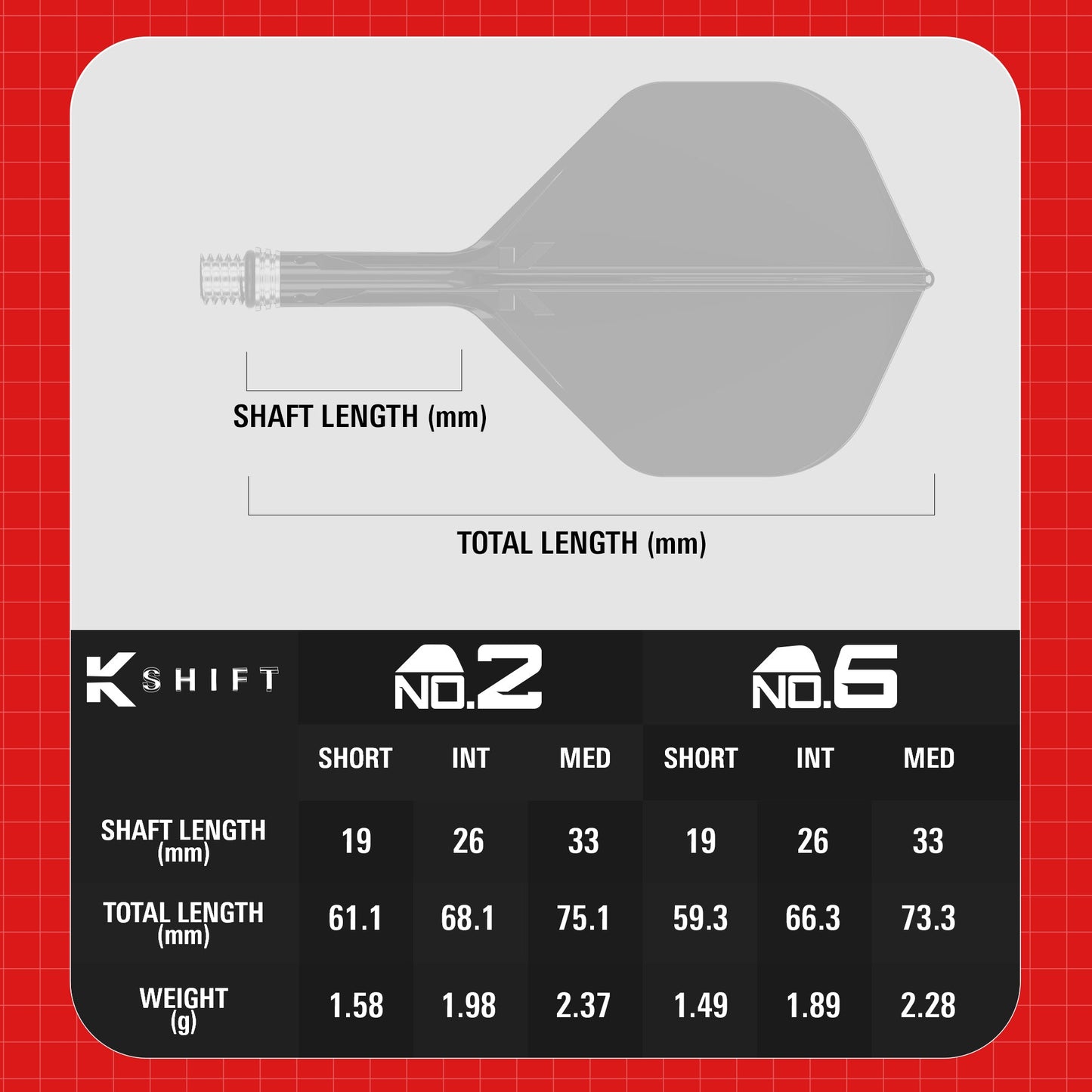 Target K-Shift Clear No2 Spinning Integrated Flights & Shafts