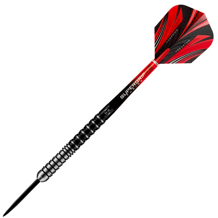 Harrows Predator 22 Gram Steel Tip Darts, Black Ringed, 90% Tungsten, Used