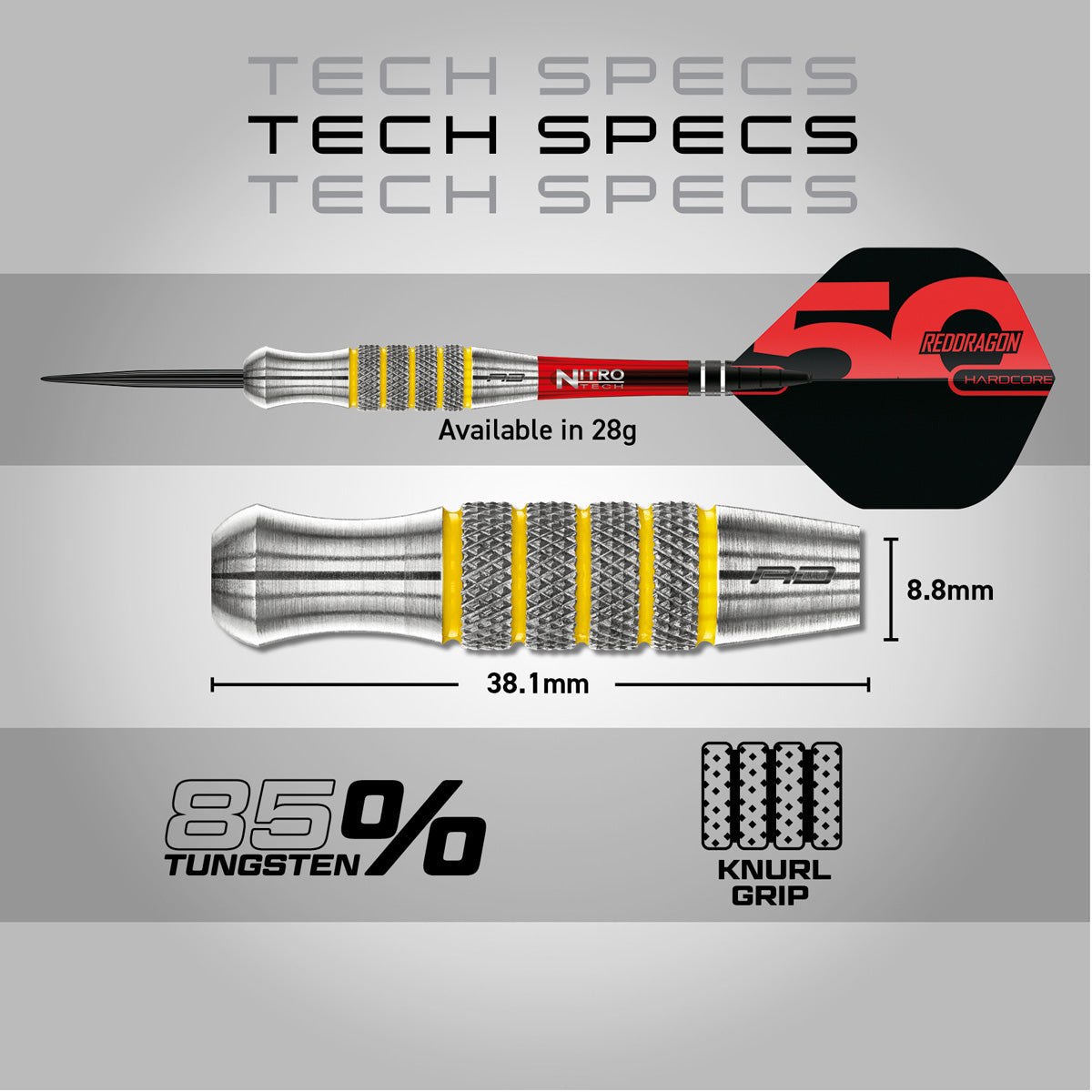 Red Dragon Chunky Stumpy 7 85% Tungsten Steel Tip Darts