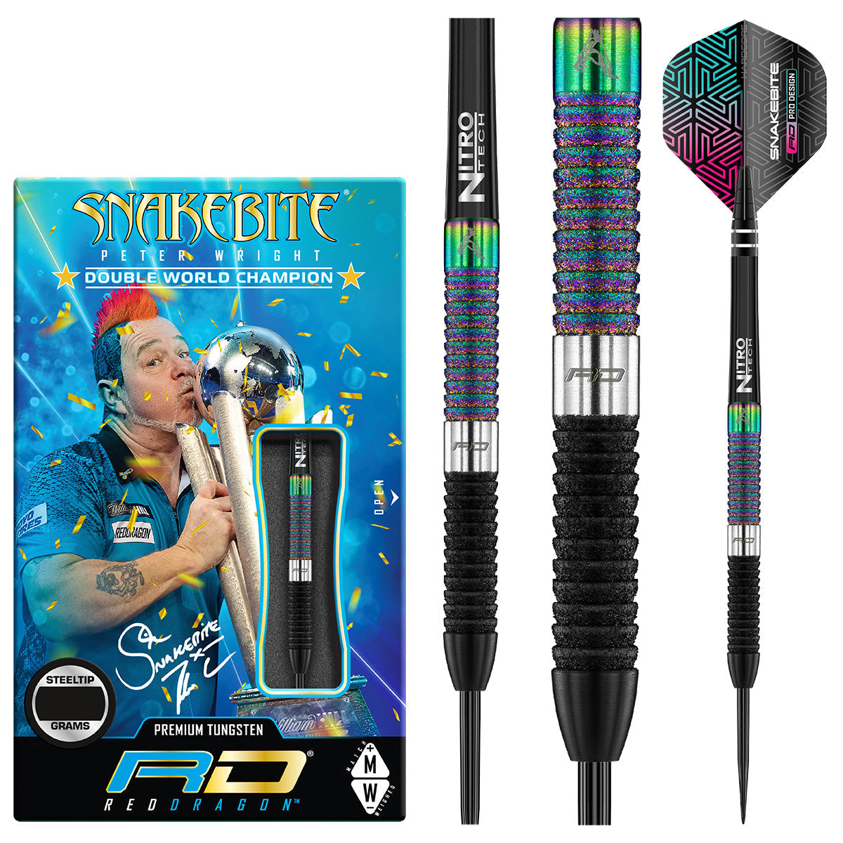Peter Wright World Champion Diamond Edition 90% Tungsten Steel Tip Darts by Red Dragon