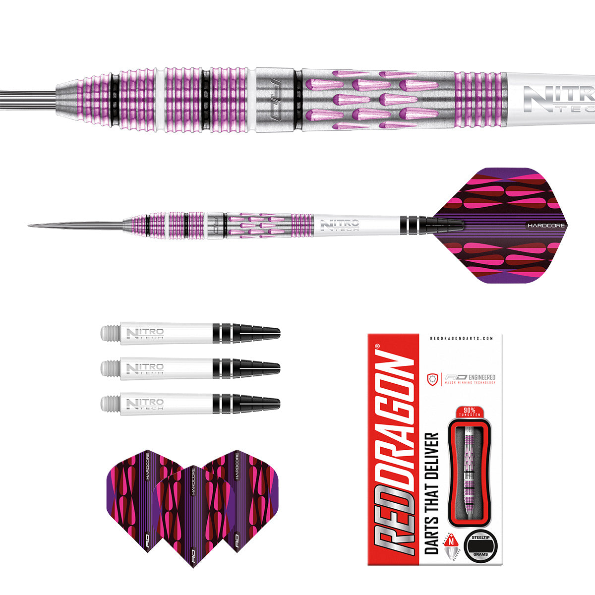 Artura Shocking Pink 90% Tungsten Steel Tip Darts by Red Dragon