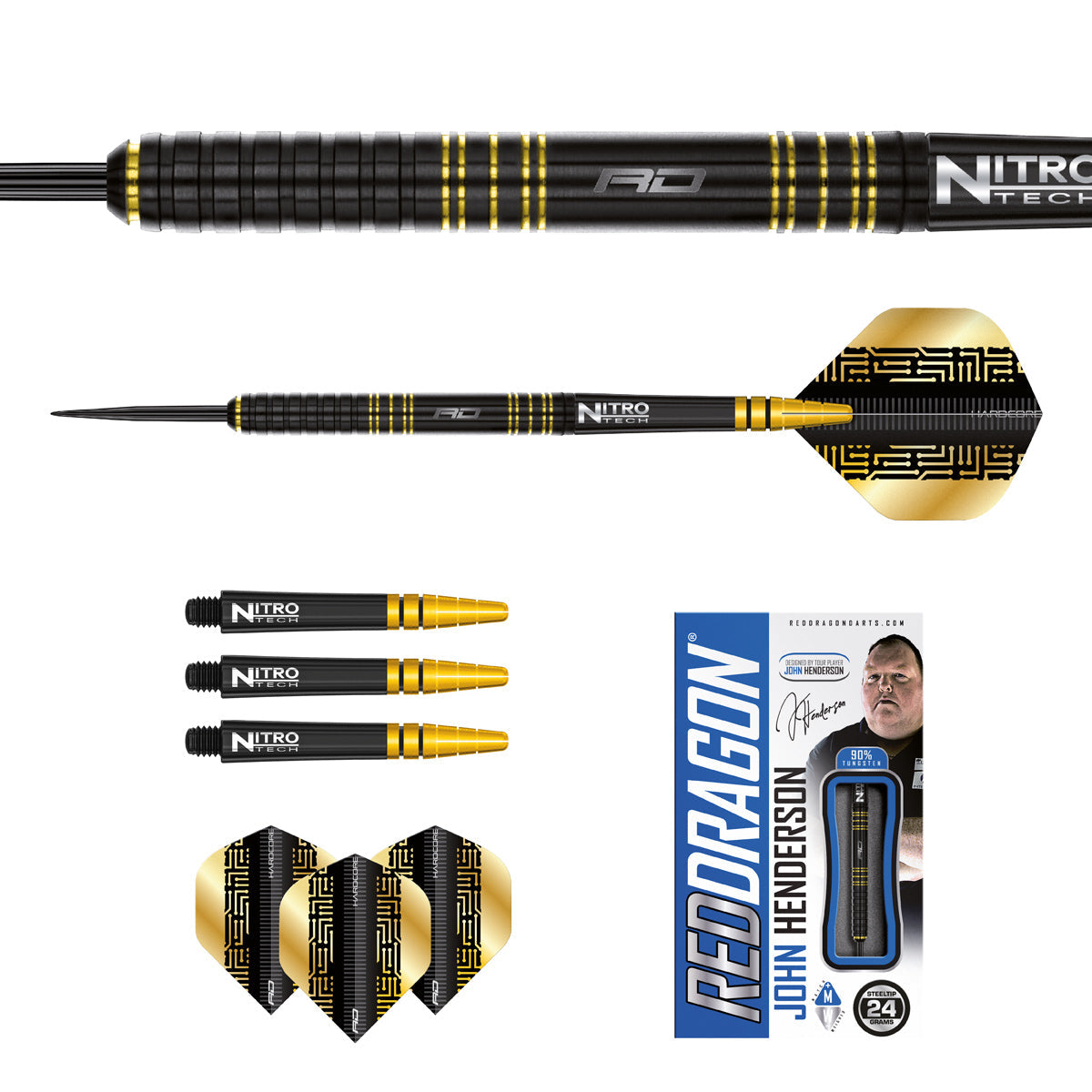 John Henderson SE 90% Tungsten Steel Tip Darts by Red Dragon