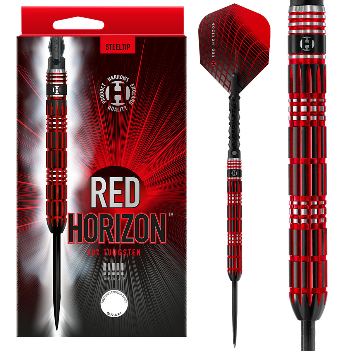 Red Horizon 90% Tungsten Steel Tip Darts by Harrows
